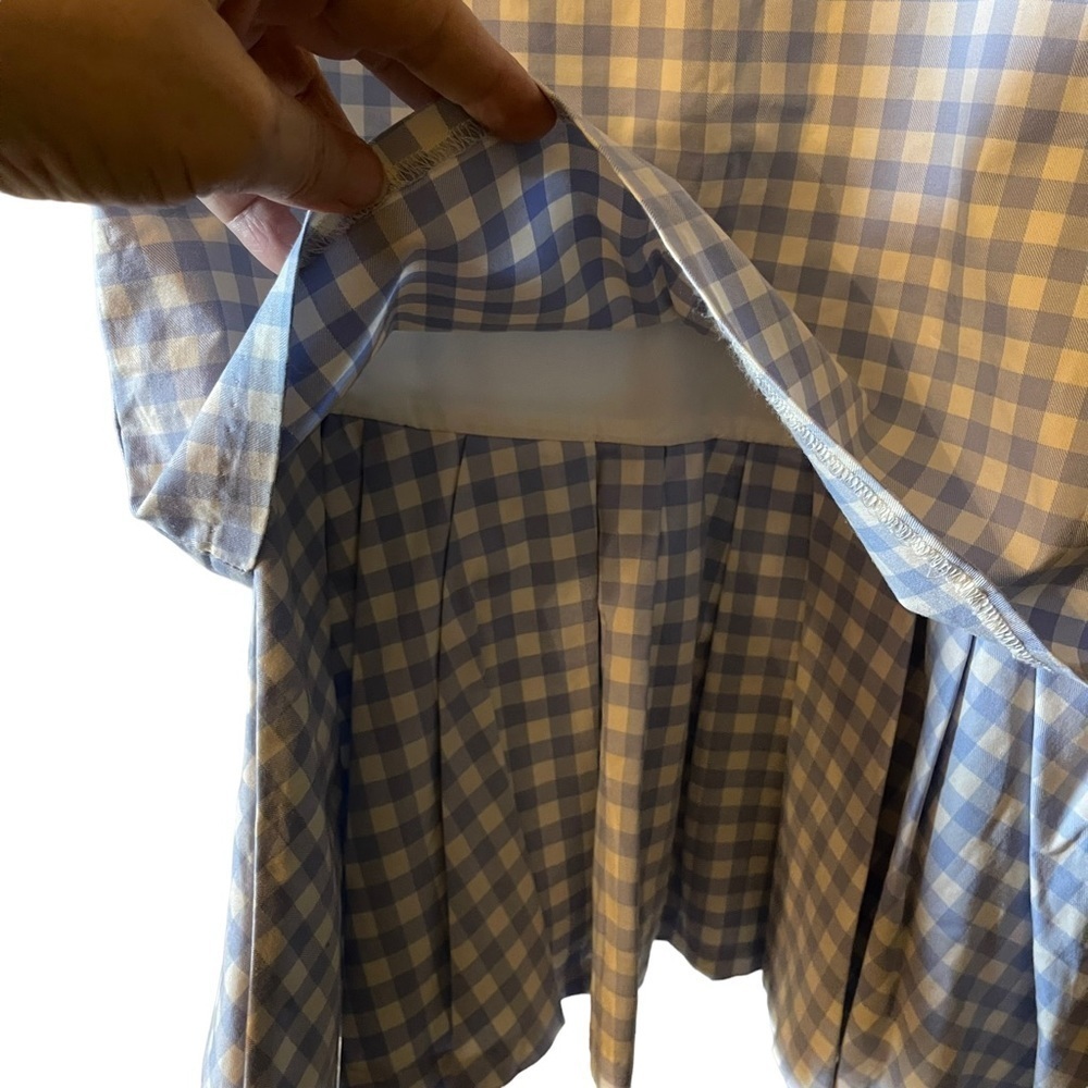 VICTORIA Beckham for Target Blue & White Gingham Dress Drop Waist Lined Size Med - Picture 7 of 11
